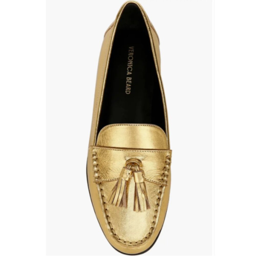 *SOLD* Veronica Beard 'Penny Tassel' Leather Loafer Shoes, Metallic Gold - Picture 8 of 8